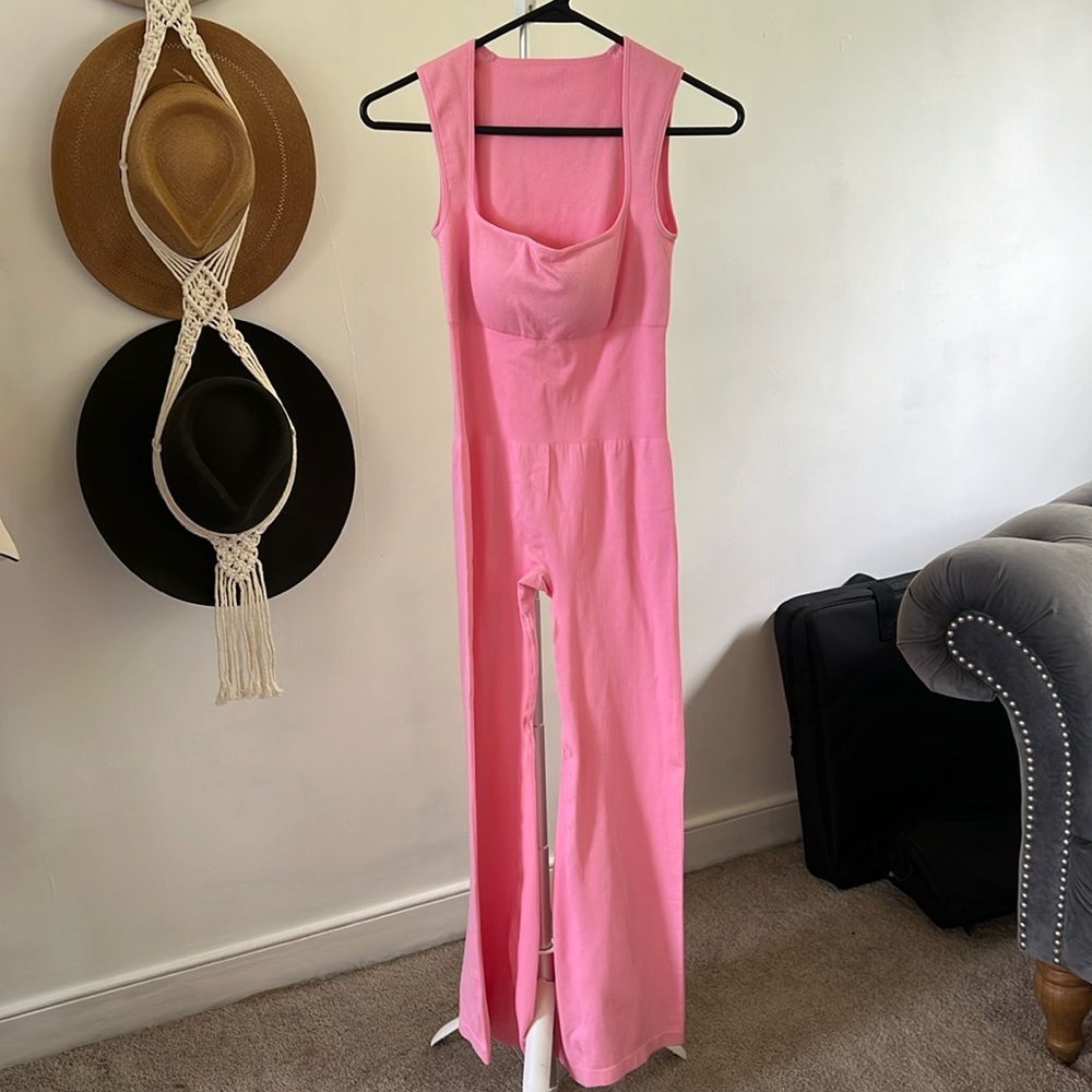 Pink flare jumpsuit